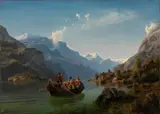 Adolph Tidemand and Hans Gude, Bridal Procession on the Hardangerfjord, 1848