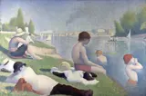 Georges Seurat, Bathers at Asnières, 1884, retouched c. 1887