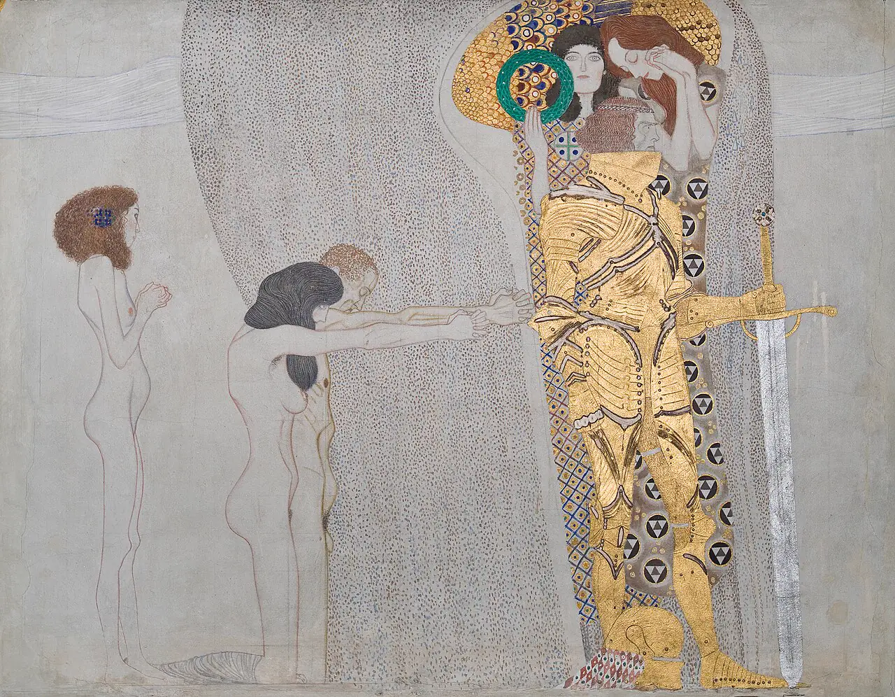 Gustav Klimt, Beethoven Frieze: The Well-Armed Strong One