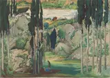 Léon Bakst, Set design for Act I of Daphnis et Chloé, 1912