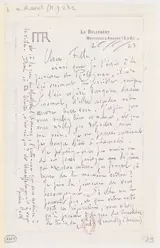 Maurice Ravel, Letter to Manuel de Falla, Montfort-l’Amaury, 26 June 1923